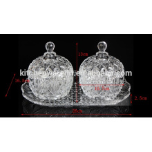 high quality glass candy jar set with plate